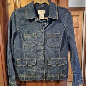 L.L. Bean Denim Womens Size Small Button Chore Utility Jean Jacket
